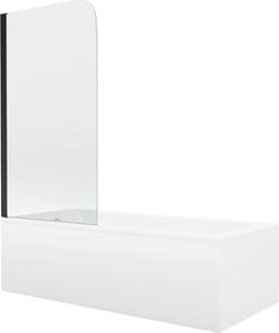 Mexen Cubik téglalap alakú kád 150 x 70 cm burkolattal és 1-szárnyú paravánnal 70 cm, átlátszó, fekete