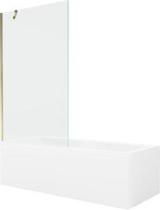 Mexen Cubik 150 x 70 cm-es téglalap alakú kád burkolattal és 1-szárnyú, 100 cm-es átlátszó arany paravánnal