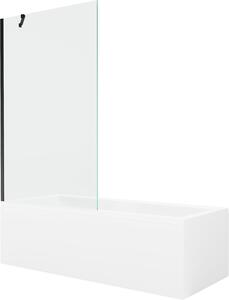 Mexen Cubik téglalap alakú kád 150 x 70 cm burkolattal és 1-szárnyas paravánnal 100 cm, átlátszó, fekete
