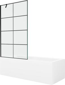 Mexen Cubik téglalap alakú kád 150 x 70 cm burkolattal és 1-szárnyú paravánnal 100 cm, fekete mintával