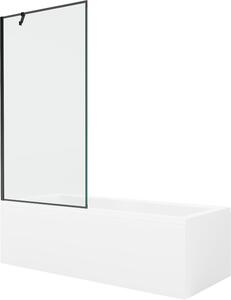 Mexen Cubik téglalap alakú kád 150 x 70 cm, burkolattal és 1-szárnyas paravánnal 90 cm, fekete minta