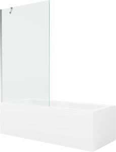 Mexen Cubik téglalap alakú kád 160 x 70 cm burkolattal és 1-szárnyú paravánnal 100 cm, átlátszó, króm