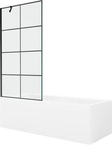 Mexen Cubik 160 x 70 cm-es téglalap alakú kád burkolattal és egyszárnyú paravánnal 90 cm, fekete mintával