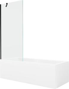 Mexen Cubik téglalap alakú kád 170 x 70 cm burkolattal és 1-részes harmadik paravánnal 80 cm, átlátszó, fekete