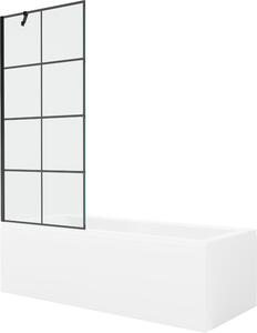 Mexen Cubik téglalap alakú kád 170 x 70 cm burkolattal és egyszárnyú paravánnal, fekete mintával - 550317070X9508007077