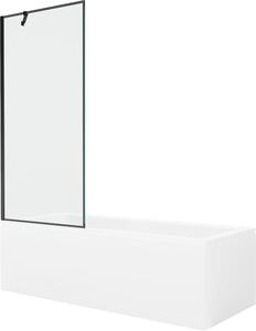 Mexen Cubik rektanguláris kád 150 x 70 cm burkolattal és 1 szárnyú 80 cm-es zuhanyfallal, fekete minta