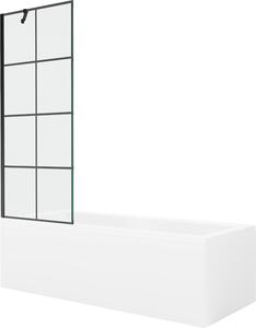 Mexen Cubik téglalap alakú kád 150 x 70 cm burkolattal és 1-szárnyú paravánnal 70 cm, fekete minta - 550315070X9507007077