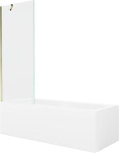 Mexen Cubik téglalap alakú kád 150 x 70 cm burkolattal és 1-szárnyas paravánnal 70 cm, átlátszó, arany