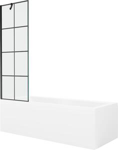 Mexen Cubik téglalap alakú kád 160 x 70 cm burkolattal és 1-szárnyú paravánnal 60 cm, fekete minta - 550316070X9506007077
