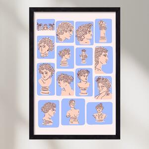 Ancient Faces Blue - falikép keretben | artbridge
