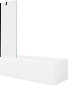 Mexen Cubik téglalap alakú kád 160 x 70 cm burkolattal és 1-szárnyú 60 cm-es paravánnal, átlátszó, fekete