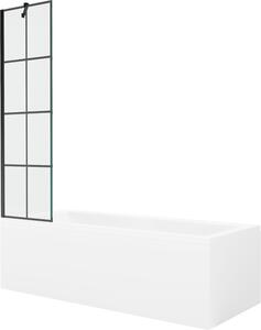 Mexen Cubik téglalap alakú kád 150 x 70 cm burkolattal és 1-szárnyú válaszfallal 50 cm, fekete minta