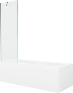 Mexen Cubik téglalap alakú kád 160 x 70 cm burkolattal és 1-szárnyas paravánnal, 60 cm, átlátszó, króm