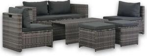Polyrattan Kerti Bútorgarnitúra - 6 részes - Szürke