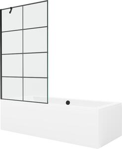 Mexen Cube téglalap alakú kád 180 x 80 cm burkolattal és 1-ajtós paravánnal, fekete minta - 550518080X9510007077