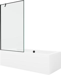 Mexen Cube téglalap alakú kád 180 x 80 cm burkolattal és 1-szárnyú paravánnal 100 cm, fekete minta - 550518080X9510007070