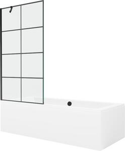 Mexen Cube téglalap alakú kád 180 x 80 cm burkolattal és egyszárnyú paravánnal 90 cm, fekete minta - 550518080X9509007077
