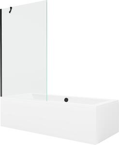 Mexen Cube téglalap alakú kád 180 x 80 cm burkolattal és 1-szárnyú paravánnal 100 cm, átlátszó, fekete