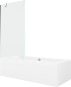 Mexen Cube téglalap alakú kád 170 x 80 cm burkolattal és 1 szárnyas paravánnal 90 cm, átlátszó, króm