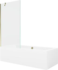 Mexen Cube téglalap alakú kád 180 x 80 cm burkolattal és 1 szárnyú 90 cm-es paravánnal, átlátszó, arany