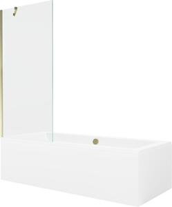 Mexen Cube téglalap alakú kád 180 x 80 cm burkolattal és 1-szárnyú 80 cm-es paravánnal, átlátszó, arany