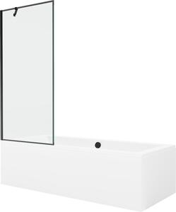 Mexen Cube téglalap alakú kád 180 x 80 cm burkolattal és 1-szárnyú paravánnal 80 cm, fekete minta - 550518080X9508007070