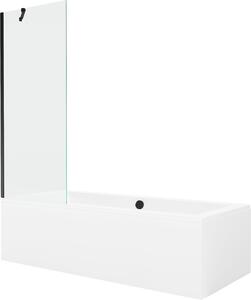 Mexen Cube téglalap alakú kád 170 x 80 cm burkolattal és 1 szárnyú paravánnal 70 cm, átlátszó, fekete