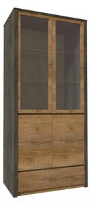 Montana W2D 2 vitrines ajtós kombinált szekrény Sötétszürke