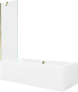 Mexen Cube téglalap alakú kád 170 x 80 cm burkolattal és 1 szárnyú paravánnal 60 cm, átlátszó, arany