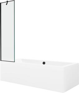 Mexen Cube téglalap alakú kád 180 x 80 cm burkolattal és 1 ajtós 50 cm-es zuhanyfallal, fekete mintás