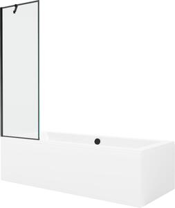 Mexen Cube téglalap alakú kád 180 x 80 cm burkolattal és egy szárnyú válaszfal 60 cm, fekete mintával