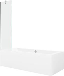 Mexen Cube téglalap alakú kád 170 x 80 cm burkolattal és 1-szárnyú paravánnal 50 cm, átlátszó, króm