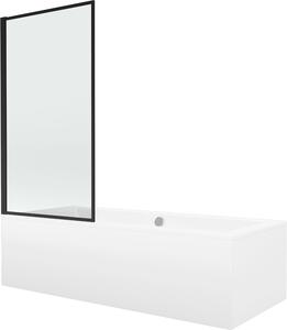 Mexen Cube téglalap alakú kád 170 x 80 cm burkolattal és 1-szárnyas paravánnal 80 cm, fekete minta - 550517080X9308017070