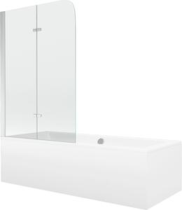 Mexen Cube 180 x 80 cm-es, burkolattal és 2 szárnyú, 100 cm-es paravánnal ellátott téglalap alakú kád, átlátszó