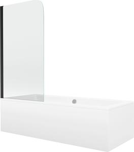 Mexen Cube 180 x 80 cm-es téglalap alakú kád burkolattal és 1 szárnyú paravánnal 70 cm, átlátszó, fekete