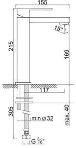 AREZZO Design Rhodefield magasított mosdó csaptelep, matt fekete