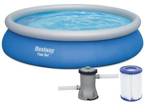 Bestway nagyméretű kerti felfújható medence 457 x 84 cm, szűrőpumpával