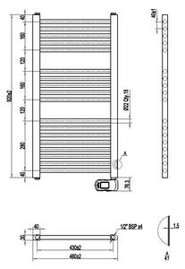 UNO elektromos fürdőszobai design radiátor, 500 W