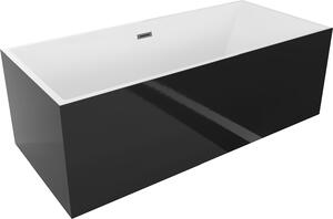 Mexen Vigo szabadon álló kád 178,5 x 80 cm, fehér/fekete, gun gray kefe csapolt - 51251788075-66
