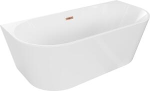 Mexen Oval szabadon álló, falhoz szerelhető kád 140 x 75 cm, fehér, kefélt réz túlfolyó - 52671407500-65