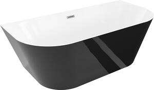 Mexen Oval Slim szabadon álló, falhoz állítható kád 170 x 80 cm, fehér/fekete, gun metal túlfolyó - 52661708075-95
