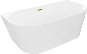 Mexen Oval Slim szabadon álló fali kád 170 x 80 cm, fehér, arany túlfolyó - 52661708000-50