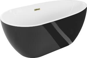 Mexen Eos szabadon álló kád 170 x 75 cm, fehér/fekete, arany túlfolyó - 52471707575-50