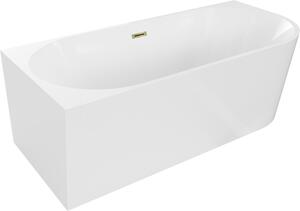 Mexen Mia szabadon álló sarokkád bal 150 x 75 cm, fehér, arany túlfolyóval - 52691507500L-50