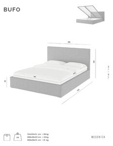 Bézs kárpitozott franciaágy tárolóhellyel, ágyráccsal 180x200 cm Bufo Bed – MESONICA