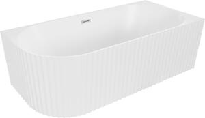 Mexen Gia szabadon álló sarokkád bordázott jobb 170 x 80 cm, fehér matt, króm túlfolyó - 52701708001P-01