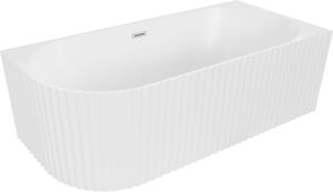 Mexen Gia sarok szabadon álló bordázott kád jobb 170 x 80 cm, fehér matt, nikkelezett túlfolyó - 52701708001P-97