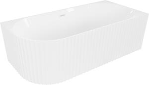 Mexen Gia szabadon álló sarok kád bordázott jobb 170 x 80 cm, fehér fényes, fehér túlfolyás - 52701708000P-20