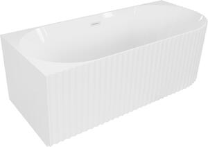 Mexen Gia szabadon álló sarok bordázott balos kád 150 x 75 cm, fényes fehér, fehér túlfolyó - 52701507500L-20