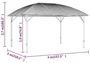 VidaXL antracitszürke pavilon oldalfalakkal és ívelt tetővel 3 x 4 m